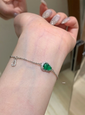 天然危料阳绿葫芦翡翠手链S925纯银手链小清新新中式送证书礼盒