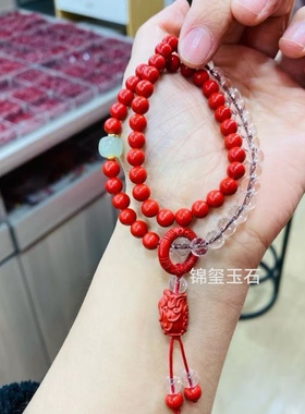 多款天然高含量朱砂佛珠手串紫砂红砂多圈手链手持男女念珠批发