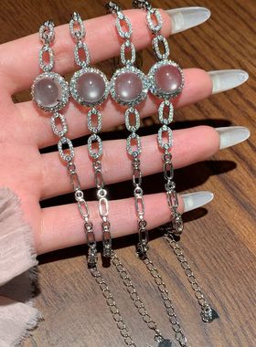 天然水沫玉冰种玻璃种手链宝石显白富贵气质S925纯银翡翠伴生矿