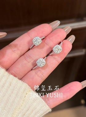 莫桑钻戒指S925纯银镶嵌时尚百搭简约个性1克拉活口女戒精致