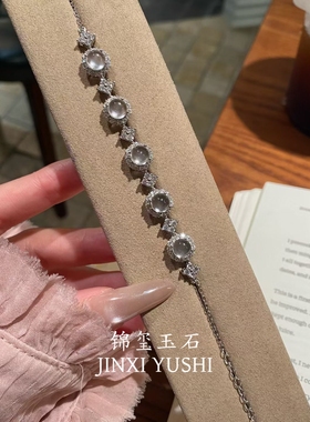 天然水沫玉手链s925银镶嵌时尚小清新设计款高级精致百搭送朋友礼
