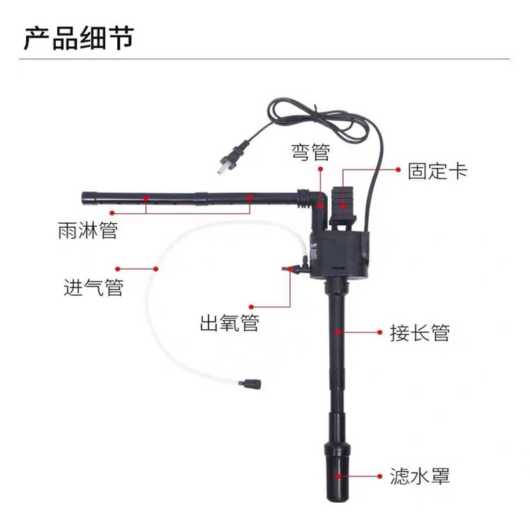 鱼缸氧气泵超静音过滤器三合一养鱼增氧泵小型上过滤循环泵潜水泵-图1