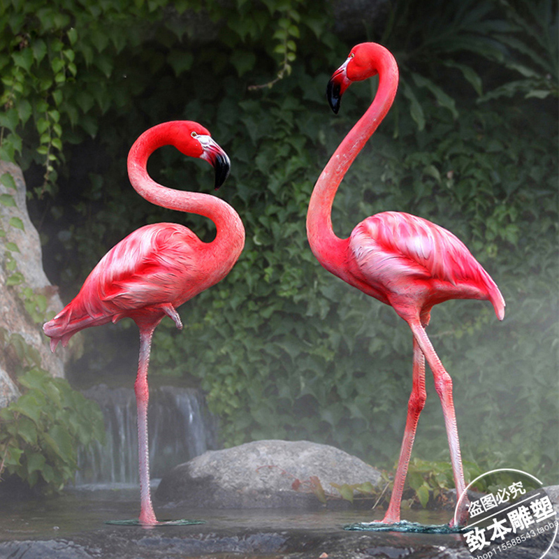 模擬動物火烈鳥玻璃鋼雕塑商場戶外園林花園婚慶婚禮攝影擺件道具