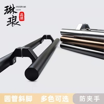 Stainless steel wood moving push-pull with frame glass door handle subblack round pipe inclined foot KTV bag compartment large door handle