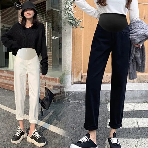 春秋季打底裤子老爹裤2025长裤孕妇米白色宽松直筒外穿韩版牛仔裤,淘宝优惠券,粉丝福利购,淘宝优惠卷