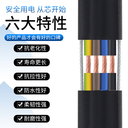 国标扁电缆TVVBG3芯2.5平方双钢丝电梯空调行车专用随行扁电缆线 - 图0