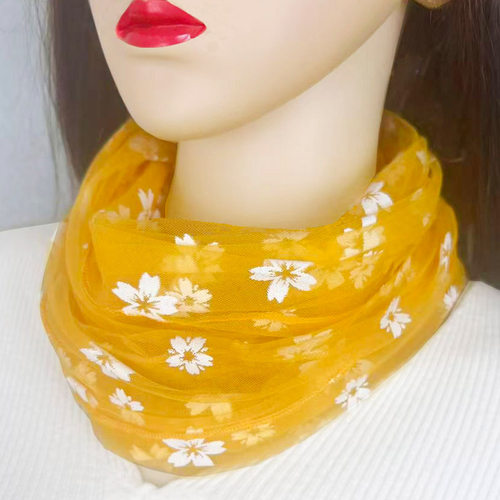 女士糖果色网纱防晒护颈套头小围脖薄款脖子套遮颈纹百搭丝巾纱巾 - 图2