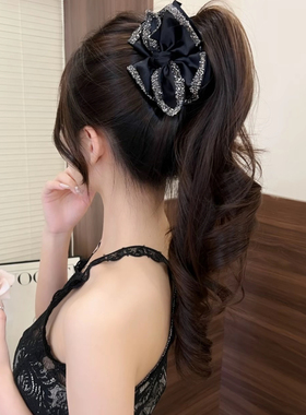 新款蝴蝶结时尚抓夹后脑勺盘发鲨鱼夹女大号头饰轻奢水钻发饰发卡