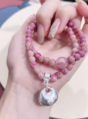 串珠手链2024新款手串女友手饰轻奢小众设计感小胖福玫瑰花珠手链