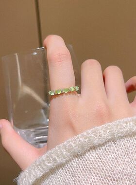 青绿猫眼石微镶戒指女精致高级感优雅复古清新指环个性气质手饰品