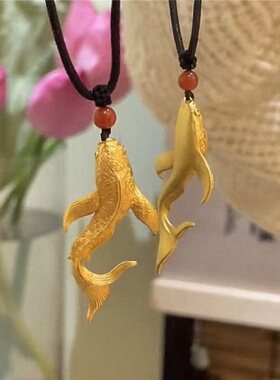 热卖款金色大鱼海棠项链中国风大锦鲤复古新中式吊坠