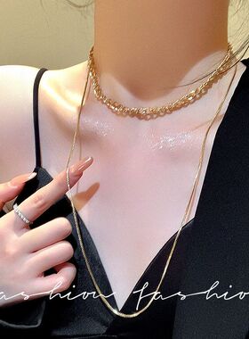 欧美轻奢复古时尚叠戴首饰藤蔓蛇骨链小众轻奢高级感项链长款项饰