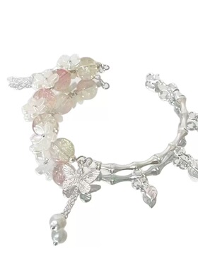 秋上新蝴蝶琉璃手串女新款小众设计ins风感学生手链饰品