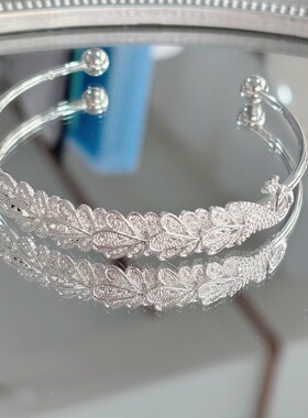 孔雀手镯女生简约个性首饰品送女友复古凤凰手环