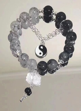 小众原创设计太极八卦手链女新中式国风黑色串珠水墨男生手串情侣