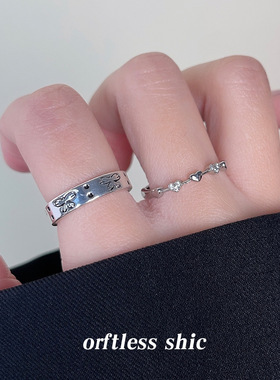 微镶锆石戒指~甜酷风开口可调节食指戒指环义乌饰品工厂手饰