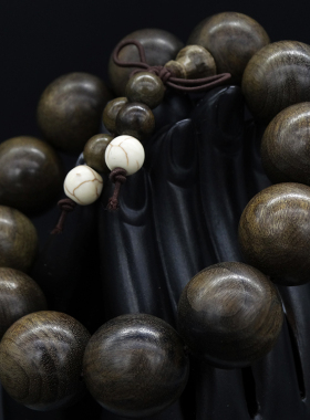 四川乌木手串猫眼佛珠