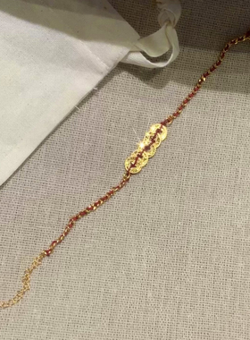 钱多多碎碎冰五帝钱编织红绳手链女款轻奢小众精致马年本命年手绳