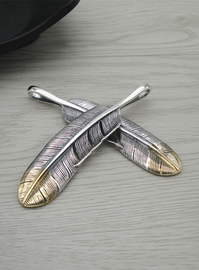 纯银吊坠复古羽毛项坠时尚潮饰