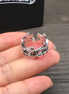 S925银十字架戒指时尚欧美潮饰品