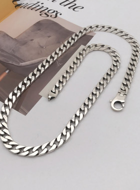 纯银项链男古巴链坦克链时尚潮饰