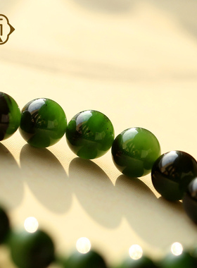 顽石灵玻璃光泽可遇不可求老坑聚宝盆半山半水碧玉手串W2-23