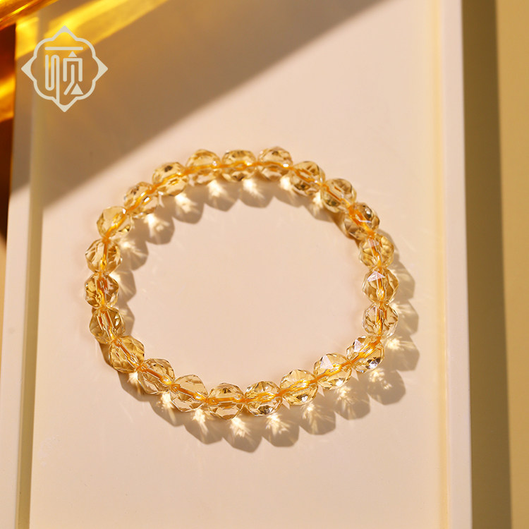 顽石灵 收藏级多巴胺水晶刻面宝石级切割黄水晶手串W1-448P,淘宝优惠券,粉丝福利购,淘宝优惠卷