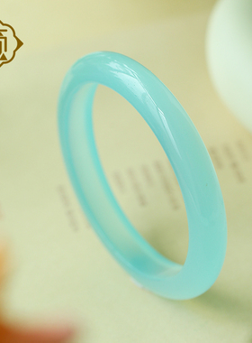 顽石灵 收藏级马尔代夫库里蓝玉髓手镯W1-402