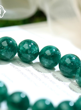 顽石灵鳞光闪烁毕业级大颗粒祖母绿锂云母手串手链W1-161