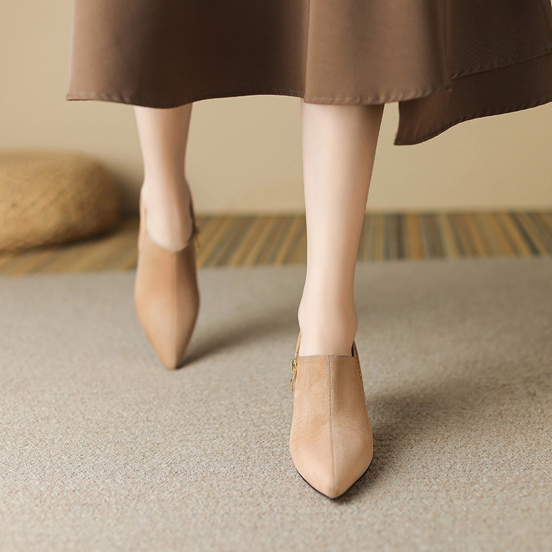 真皮断码清仓韩系小踝靴女细跟秋冬新款尖头高跟鞋软深口单鞋,淘宝优惠券,粉丝福利购,淘宝优惠卷