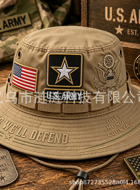 跨境热销U.S.ARMY刺绣丛林帽男战术遮阳渔夫帽可调节户外帽子
