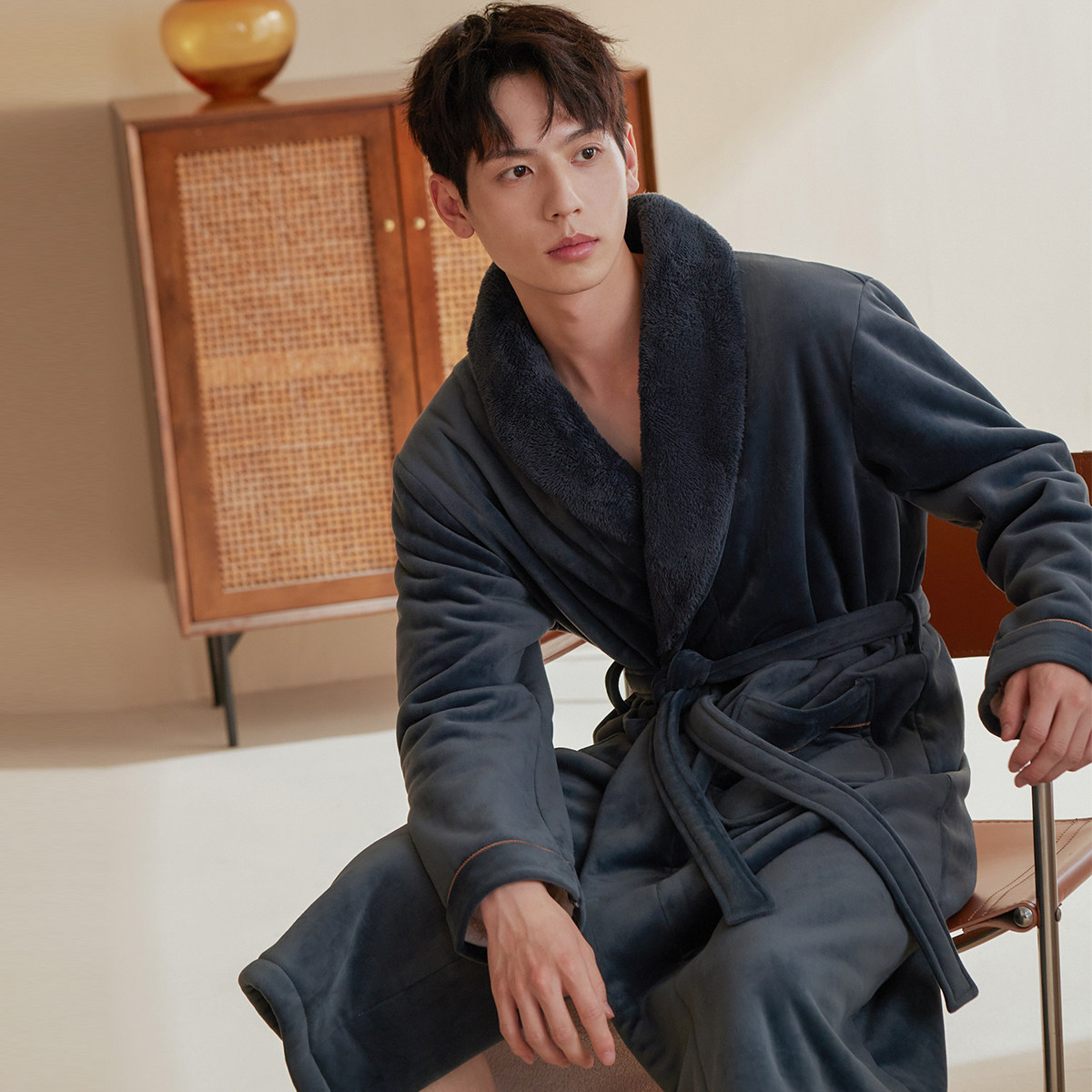 秋鹿【防静电】珊瑚绒情侣睡衣女冬款宽松舒适复合绒男款保暖睡袍,淘宝优惠券,粉丝福利购,淘宝优惠卷