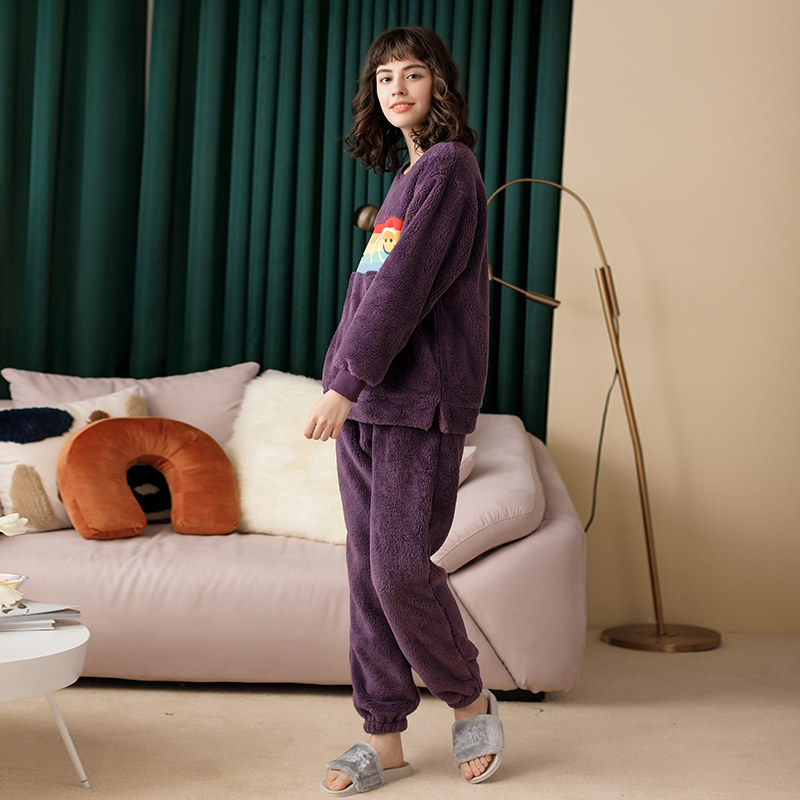 秋鹿新款2021加厚北极绒冬宽松睡衣 秋鹿汕头睡衣/家居服套装