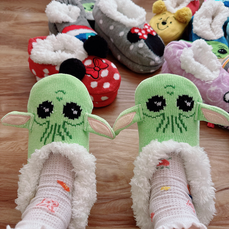 外贸秋冬季加厚保暖防滑软底地板靴卡通女袜套室内棉鞋早教亲鞋,淘宝优惠券,粉丝福利购,淘宝优惠卷