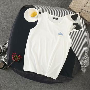 Summer ໃຫມ່ embroidered vest men's loose sleeveless t-shirt men's Korean style trendy sports sweat vest pure cotton top