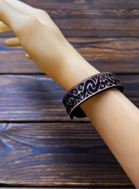 小众复古真皮手镯头层牛皮手工制