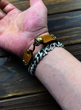 复古原创牛皮手环个性百搭时尚