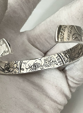 小周手作 纯手工制作 摩根币 925纯银 银元银币手镯 手环