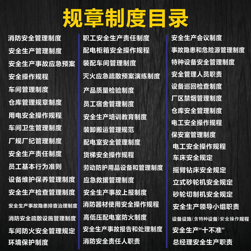 消防工厂车间仓库安全生产制度牌公司操作规程规章牌上墙标语定制 - 图2