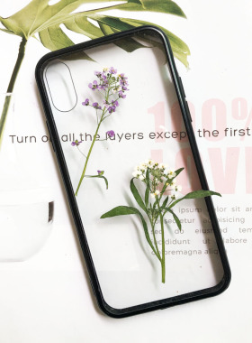 本色带枝香雪球干花手工书签相框