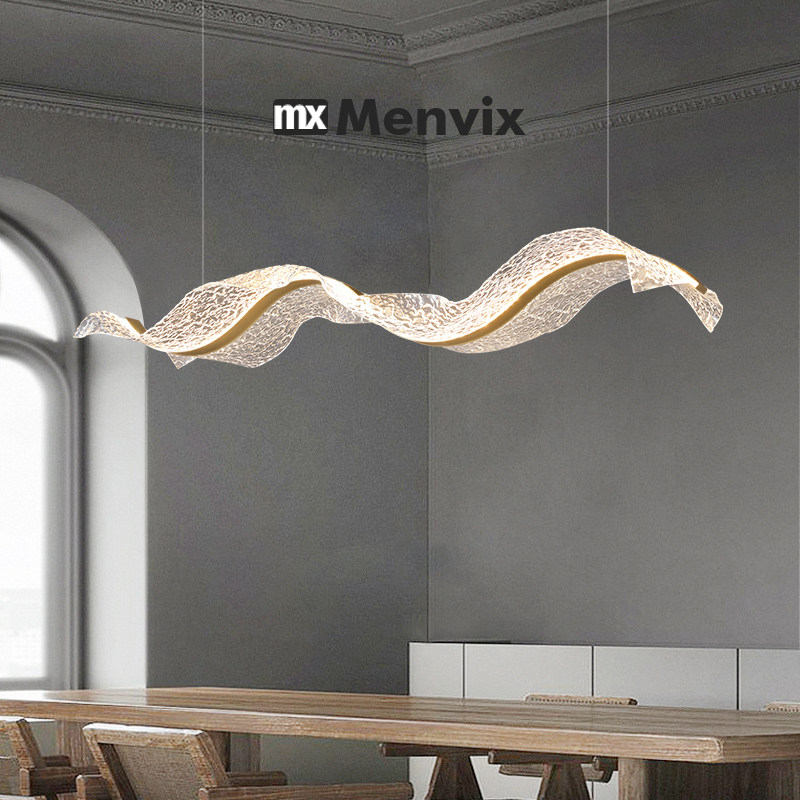 Menvix现代轻奢餐厅前台吊灯餐桌吧台茶室灯水波浪纹艺术飘带吊灯,淘宝优惠券,粉丝福利购,淘宝优惠卷
