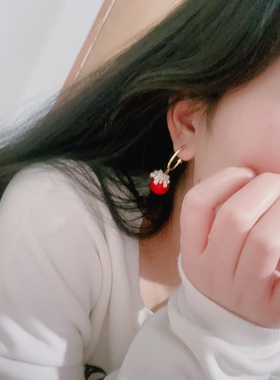 耳环925银针新年喜庆红时尚