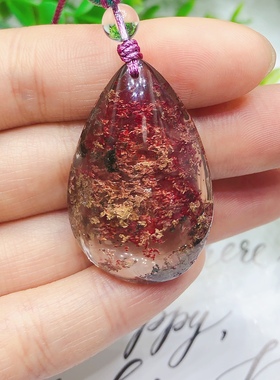 东海水晶红幽灵吊坠毛衣链水晶吊坠生日礼物情人节礼物