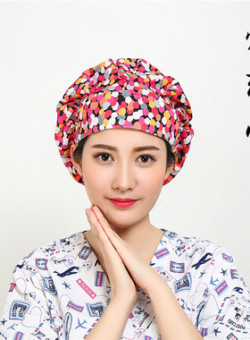 女士长发可调节纯棉工作帽