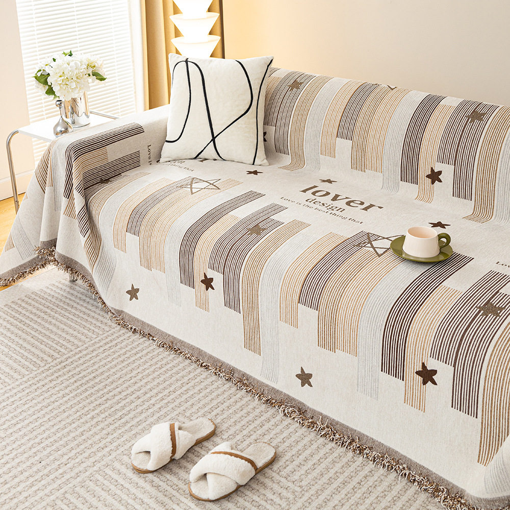 简约现代高克重雪尼尔流苏沙发巾四季通用防滑防猫抓沙发套罩全包,淘宝优惠券,粉丝福利购,淘宝优惠卷