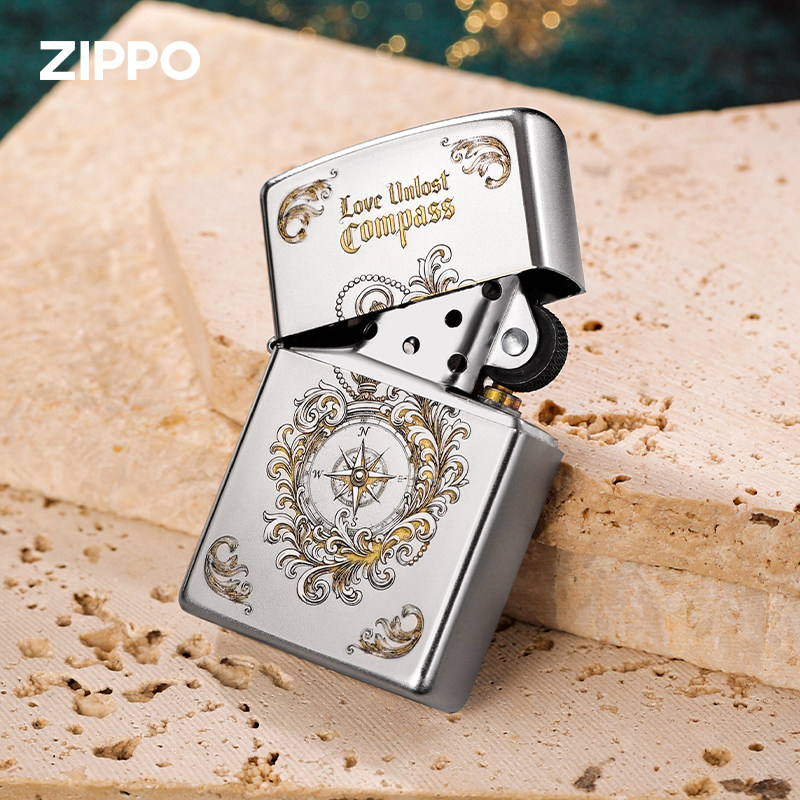 【新年礼物】zippo打火机爱情指南针官方正品煤油防风生日送男士,淘宝优惠券,粉丝福利购,淘宝优惠卷
