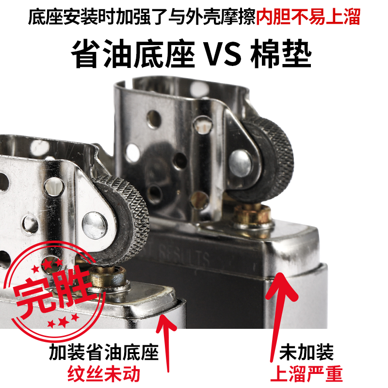 zippo打火机专用配件省油底座节油底座减缓挥发存放火石方便加油