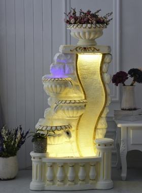 欧式风大鱼池喷泉水景摆设装饰品