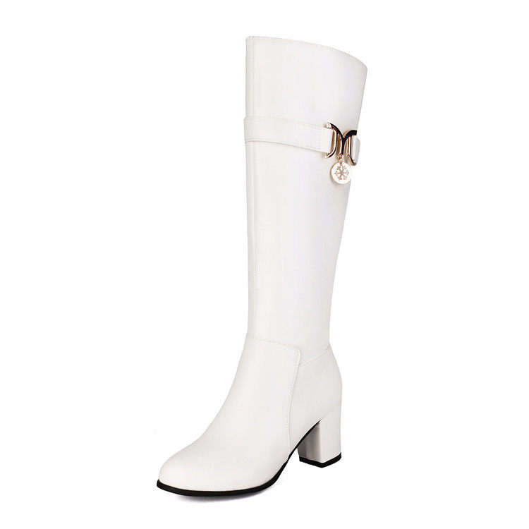 百搭白色长靴女高跟鞋2025新款秋冬长筒靴加绒时尚粗跟女士高筒靴,淘宝优惠券,粉丝福利购,淘宝优惠卷