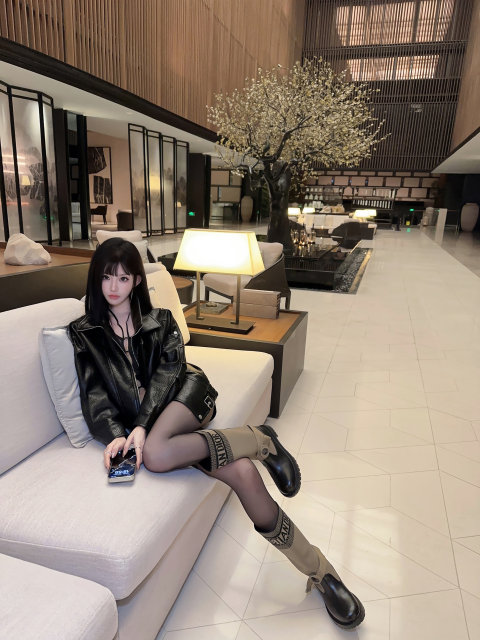 Eva Junjunjiang American retro motorcycle leather jacket women's profile lapel loose versatile high-end jacket top